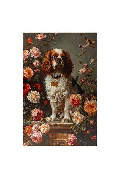 StoryGift Romania Tablou Canvas Cainele Cu Zgarda Maro Si Accesoriu Os Cu Bla...