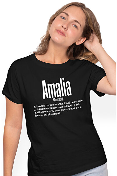 StoryGift Romania Tricou Femei Cu Numele Amalia, si Mesaj Amuzant, Lenesa, Me...