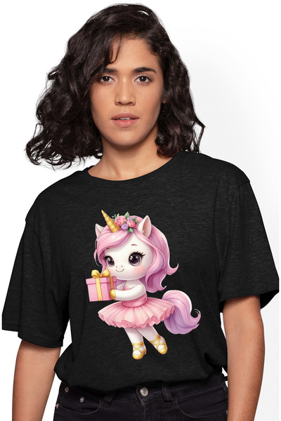 StoryGift Romania Tricou Femei cu un unicorn care tine un, ilustratie, rochit...