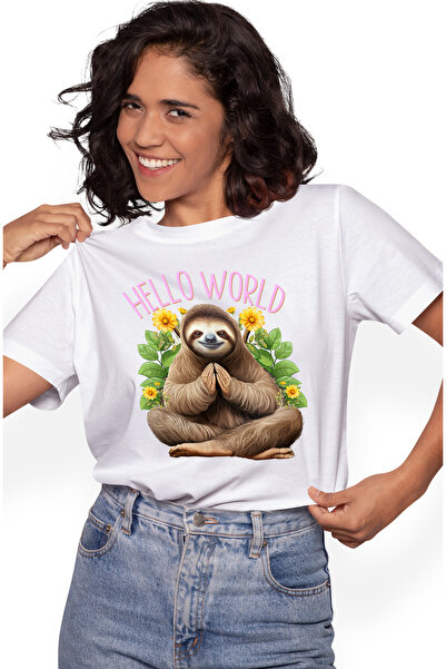 StoryGift Romania Tricou Femei cu animalul sloth/lenes in pozitie de meditati...