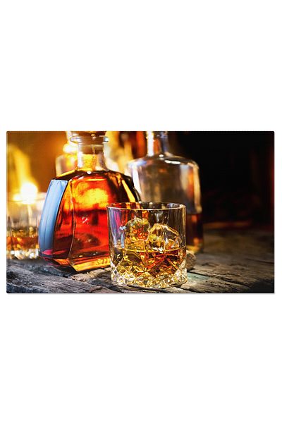 StoryGift Romania Tablou Canvas Sticla Si Sticla De Whiskey, Whiskey, Bautura, Alcool, Bar, Relaxare 2156