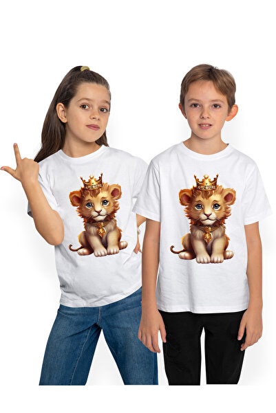StoryGift Romania Tricou Copii Cu Un Pui De Leu Care Poarta O Coroana Regala,...