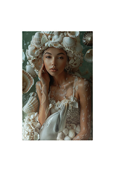 StoryGift Romania Tablou Canvas Girl Of The Shells, Fata Cu Ochii Caprui Iubi...