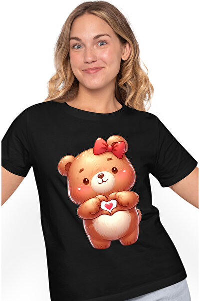 StoryGift Romania Tricou Femei cu un ursulet vesel, de plus, tine degetele in...