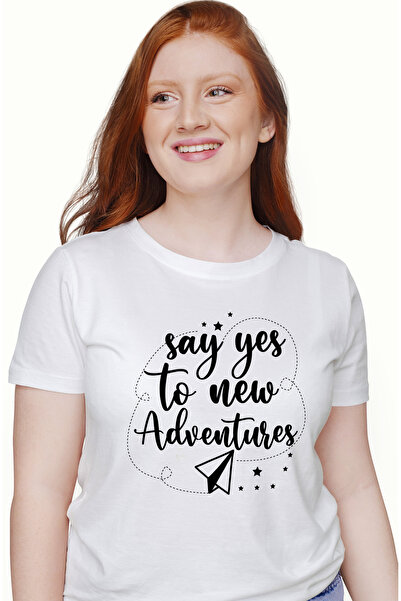 StoryGift Romania Tricou Femei cu un avion de hartie si mesajul "Say yes to n...