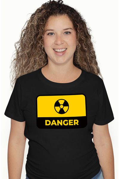 StoryGift Romania Tricou Femei Cu Mesaj In Engleza Danger, Radioactiv, Semn, ...