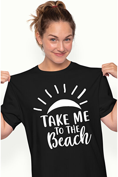 StoryGift Romania Tricou Femei cu soarele si mesajul "Take me to the beach" -...