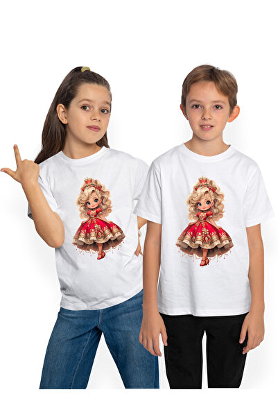 StoryGift Romania Tricou Copii cu o fetita dragalasa, ilustratie, ornamente r...