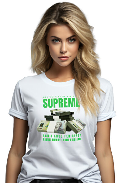 StoryGift Romania Tricou Femei Supreme - Banii Aduc Fericirea, cu imprimeu pe...