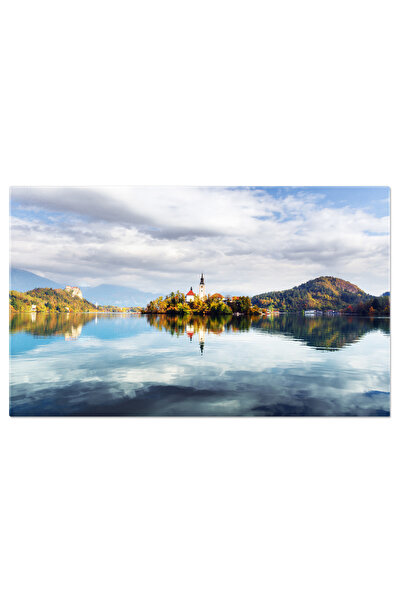 StoryGift Romania Tablou Canvas Rasarit De Soare Colorat Pe Lacul Bled In Alp...