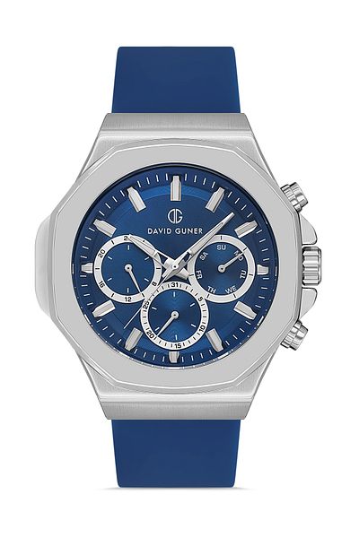 DAVID GUNER Men's Wristwatch with Silver Coated Blue Dial Dg-8494Gd-L3