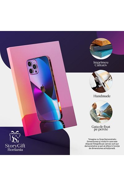 StoryGift Romania Tablou Canvas Iphone Fade , Culori Albastru Și Mov - Fundal Mov Cu Roz , Poză Tip De Reclamă ,