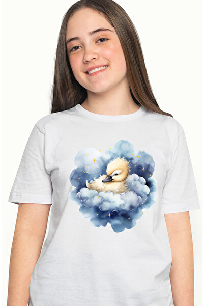 StoryGift Romania Tricou Femei cu o ratusca pe un norisor, ilustratie, stelut...