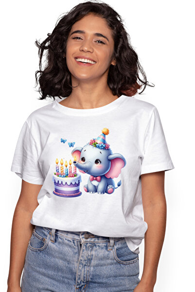 StoryGift Romania Tricou Femei cu un elefant surprins care sufla in lumanaril...