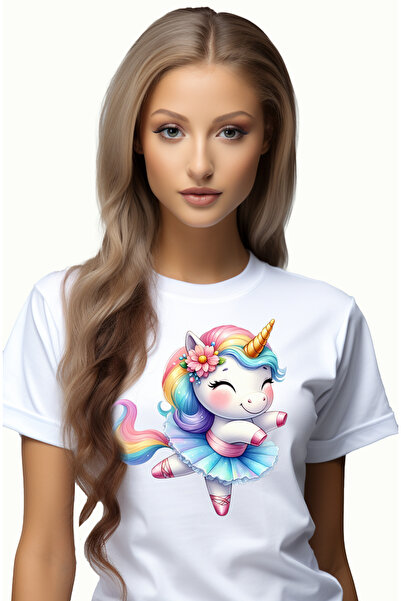StoryGift Romania Tricou Femei cu un unicorn care danseaza, ilustratie, balet...
