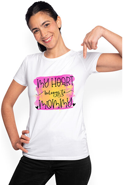 StoryGift Romania Tricou Femei cu mesajul " My heart belongs to mommy", ilust...