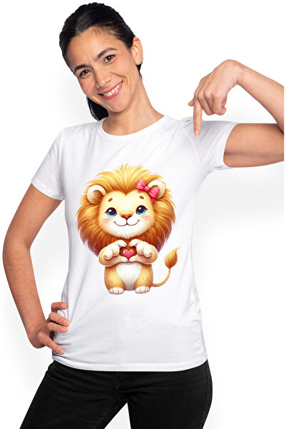 StoryGift Romania Tricou Femei cu un pui de leu care face un semn in forma de...