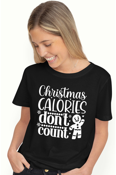 StoryGift Romania Tricou Femei cu inimioare si textul "Caloriile de Craciun n...