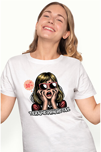StoryGift Romania Tricou Femei Femeie si cumparaturi TERAPIE PRIN RETAIL cu i...