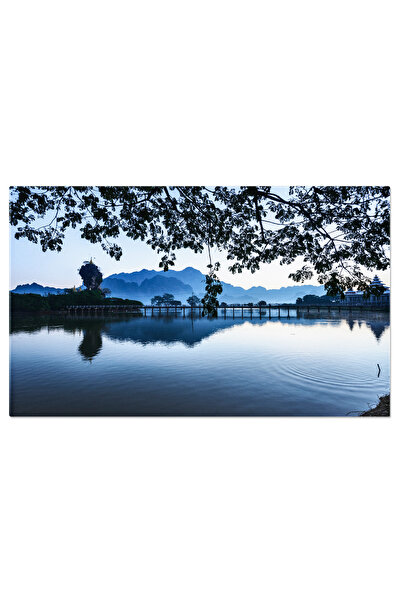 StoryGift Romania Tablou Canvas: Rasarit De Soare La Manastirea Langa Lac, In...