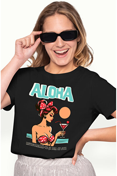 StoryGift Romania Tricou Femei Aloha. Revigoreaza-te si bea cu stil cocktail ...