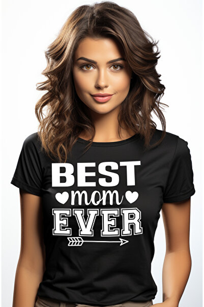 StoryGift Romania Tricou Femei pentru cea mai buna mama din lume cu mesaj in limba engleza - inimi BLK_L