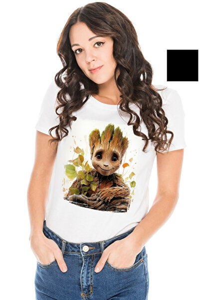 StoryGift Romania Tricou Femei Cu Frunze, Groot, Extraterestru, Marvel, Guardians Of The Galaxy, M WHT_L