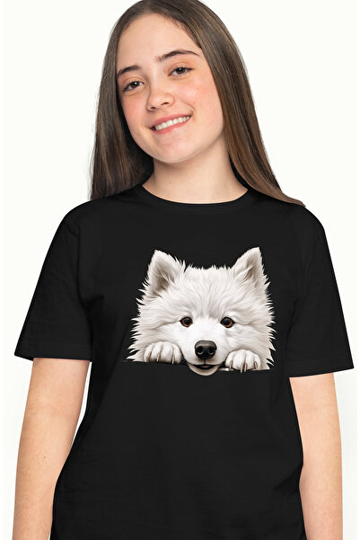 StoryGift Romania Tricou Femei cu un caine alb care priveste curios, ilustrat...