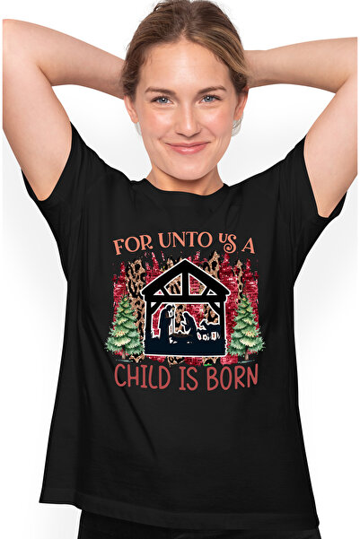 StoryGift Romania Tricou Femei cu scena Nasterii Domnului cu mesajul "For Unt...