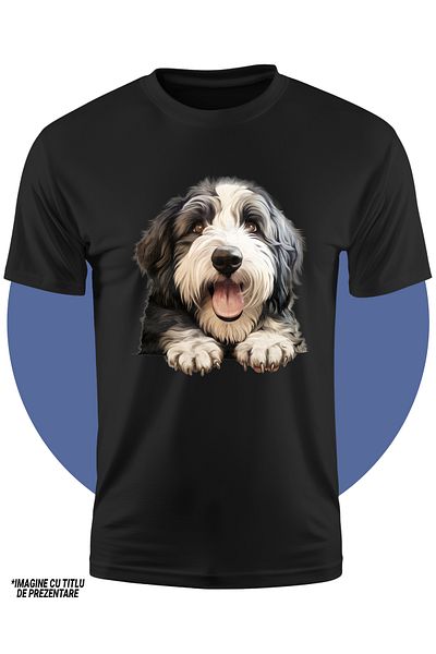 StoryGift Romania Tricou Copii Cu Un Caine Blanos Care Sta Cu Limba Scoasa, Ilustratie, Gheare, Labute, Pent