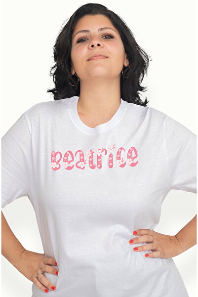 StoryGift Romania Tricou Femei Cu Numele Beatrice, Flori, Colorat, Roz, Dragu...