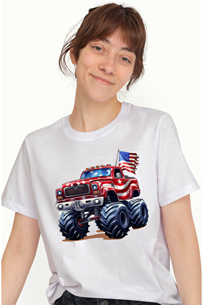StoryGift Romania Tricou Femei cu un monster truck, ilustratie, camion monstr...