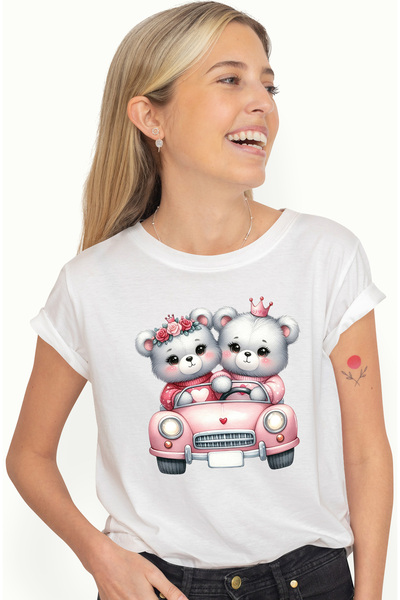 StoryGift Romania Tricou Femei cu o ursoaica si un urs care se plimba cu masi...