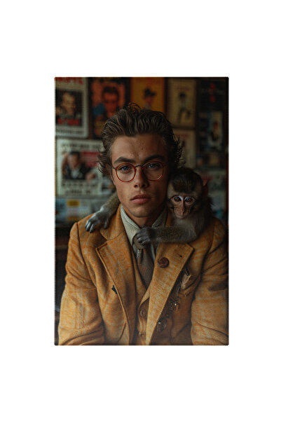 StoryGift Romania Tablou Canvas Baiat In Costum Cu Ochelari Si Par Saten Cu O...