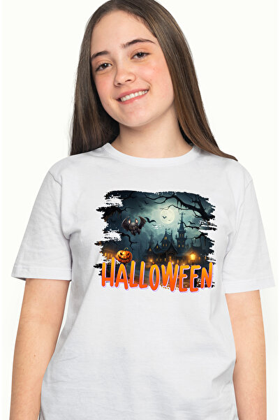 StoryGift Romania Tricou Femei cu un peisaj sumbru cu mesajul "Halloween", il...