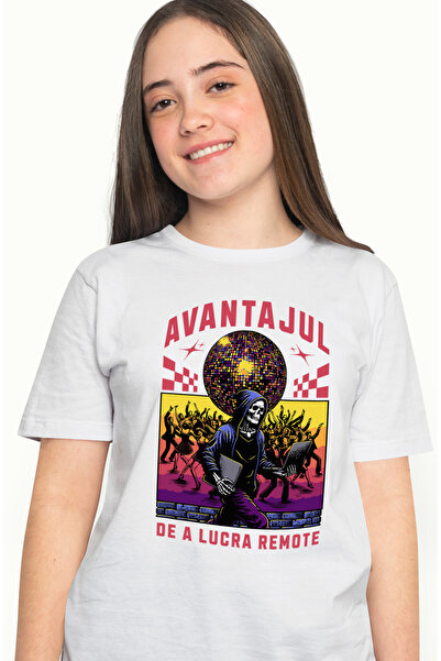 StoryGift Romania Tricou Femei avantajul de a lucra remote schelete in club c...