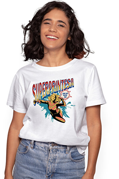 StoryGift Romania Tricou Femei Super Printesa, SuperErou Sunt Aici Pentru Tine, cu imprimeu pe Fa WHT_L