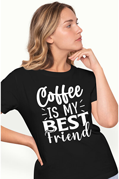 StoryGift Romania Tricou Femei cu mesajul "Coffee is my best friend" - cafeau...