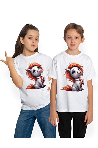 StoryGift Romania Tricou Copii Cu Un Ponei Cu Cravata, Ilustratie, Se Uita Sp...