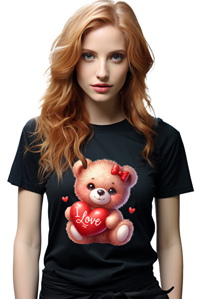 StoryGift Romania Tricou Femei cu un ursulet care tine o inima in brate cu me...