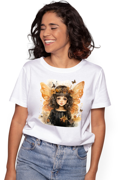 StoryGift Romania Tricou Femei cu fetita cu aripi de fluture, ilustratie, fru...