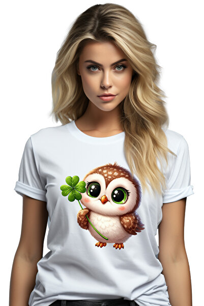 StoryGift Romania Tricou Femei cu un pui de bufnita, ilustratie, vesela, imbu...