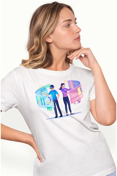StoryGift Romania Tricou Femei Cu VR, Virtual, Ecran, Grafice, Performanta, Multicolor cu imprime WHT_L