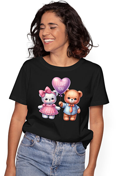 StoryGift Romania Tricou Femei cu o ursoaica si un urs, ilustratie, balon mov...