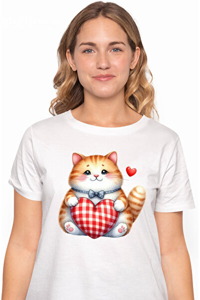 StoryGift Romania Tricou Femei cu o pisica grasuta, blana portocalie si alba,...