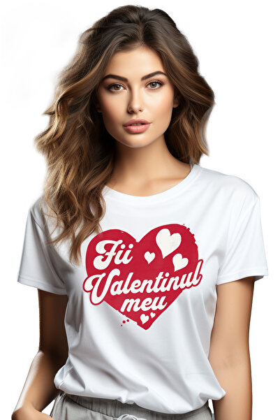 StoryGift Romania Tricou Femei fii valentinul meu cuplu Valentine's Day cu im...
