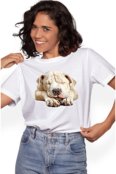 StoryGift Romania Tricou Femei cu un catelus alb care doarme dus, ilustratie,...