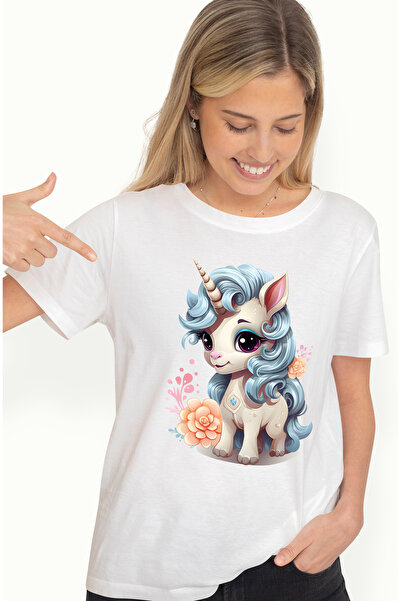 StoryGift Romania Tricou Femei cu un unicorn micut, ilustratie, vesel, ferici...