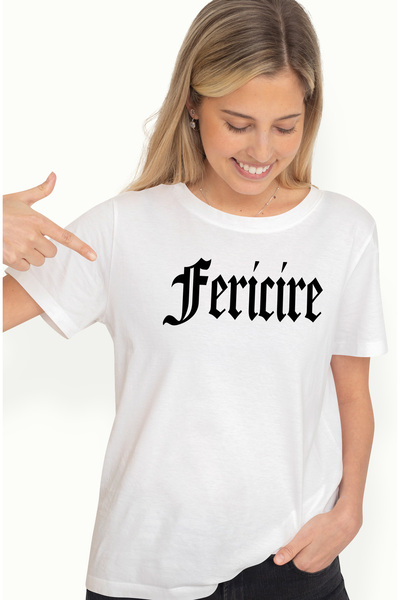 StoryGift Romania Tricou Femei Fericire, Mesaj Motivational, Cuvant, Text Ins...