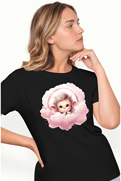 StoryGift Romania Tricou Femei cu o maimutica pe un norisor, ilustratie, vese...